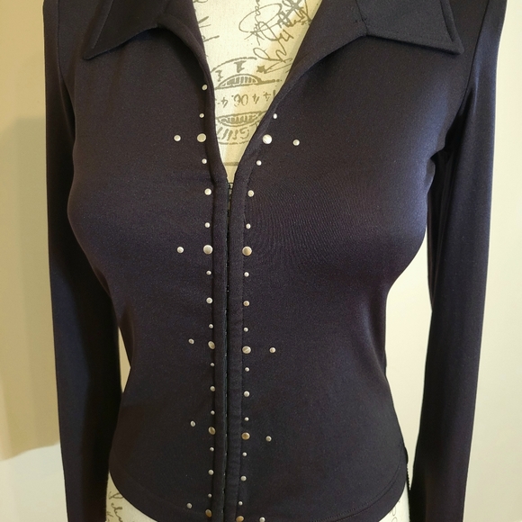 Harley Davidson Long Sleeve Embellished Black Top - Picture 3 of 7